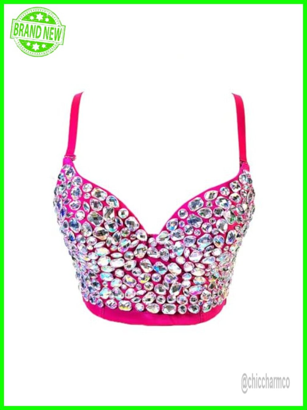 Rhinestone Bustier Crop Top Push Up Sequin Corset Party Vest